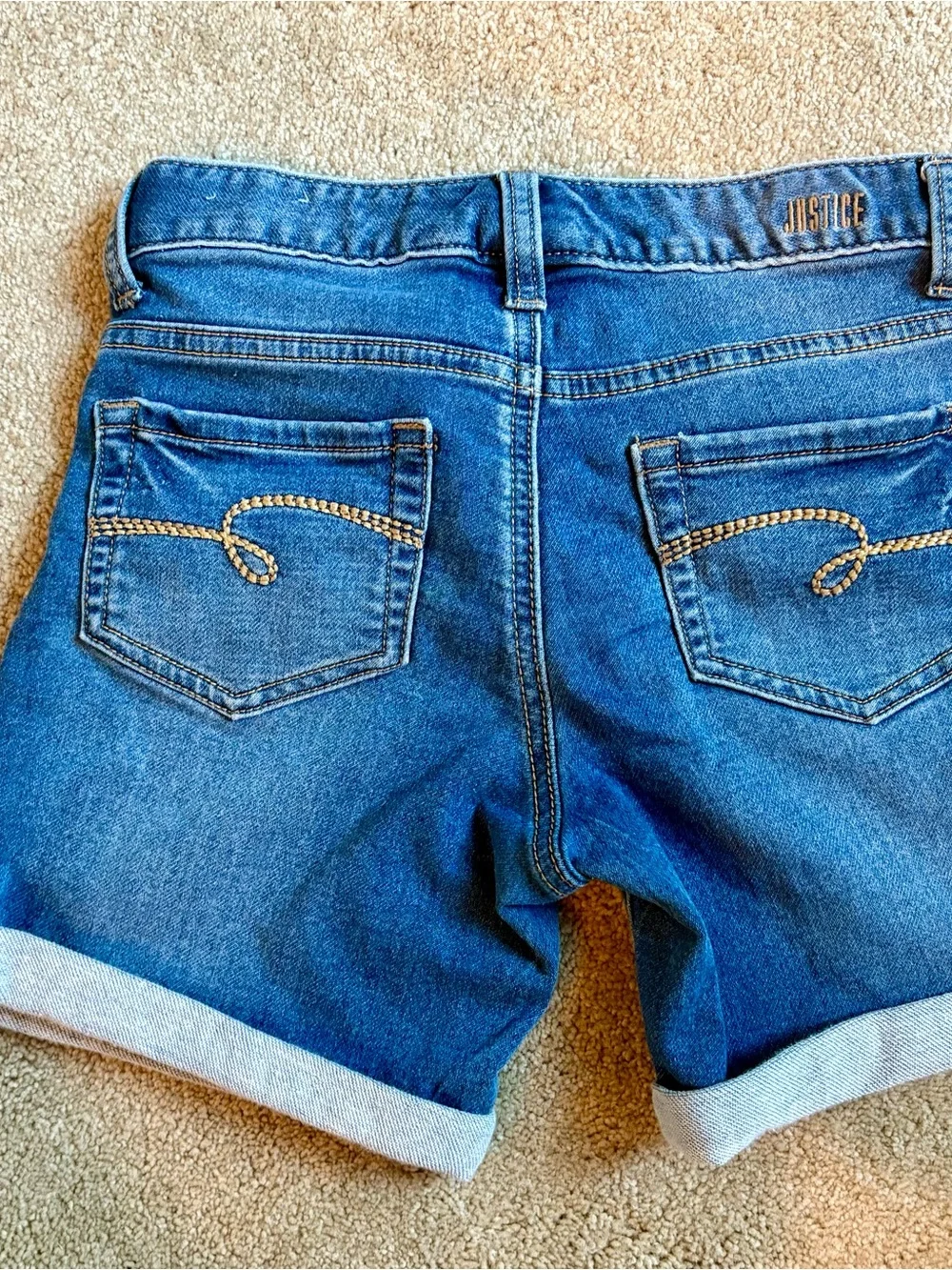 Justice Girls Blue Rolled Cuff Denim Shorts